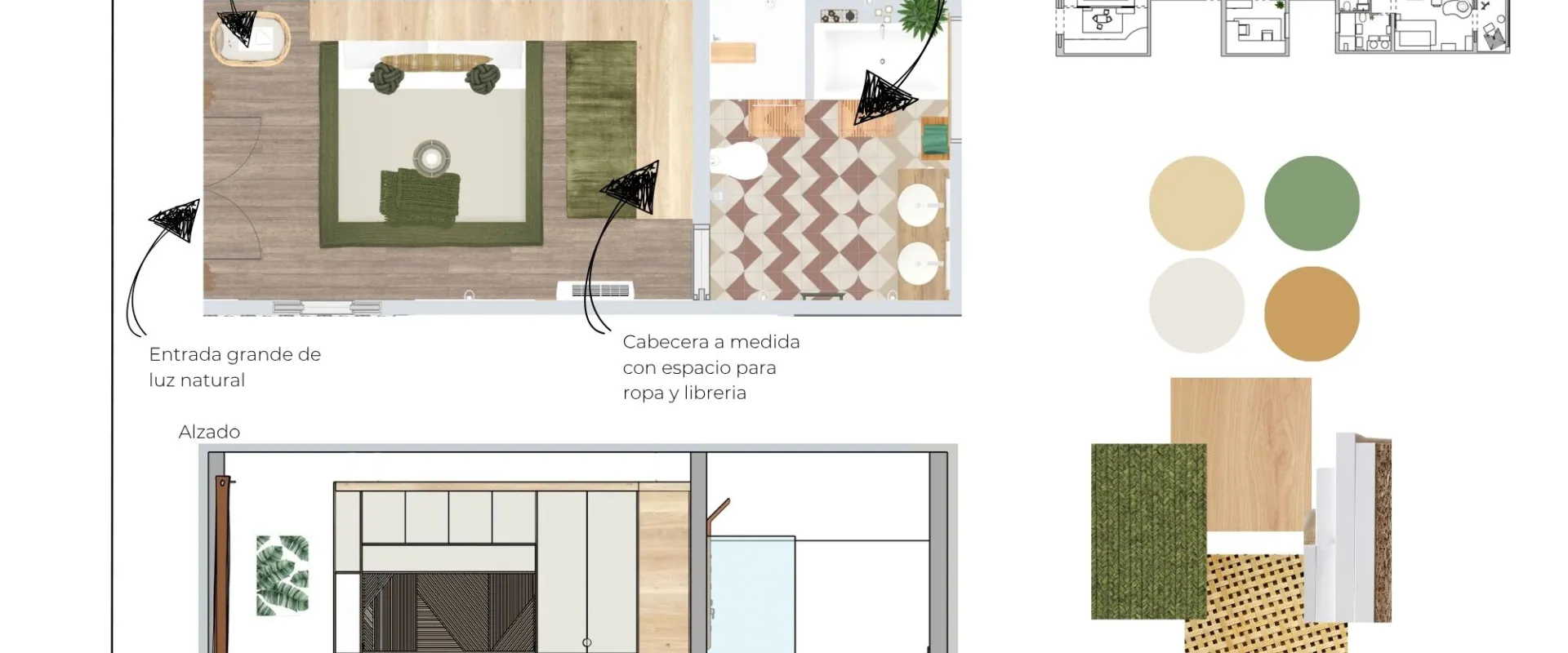 Dormitorio Master - Distribucion y Moodboard