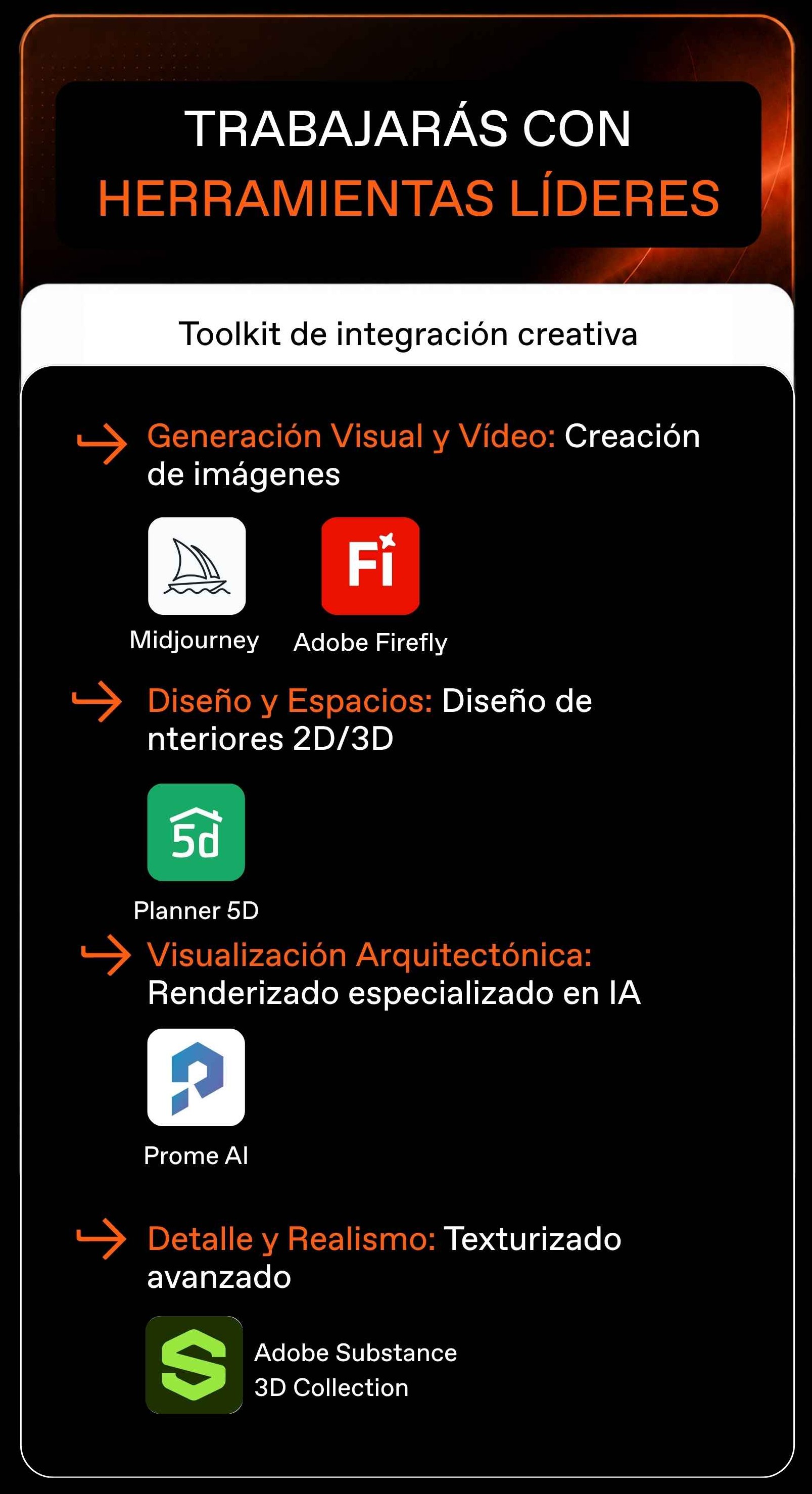 Herramientas de IA del Máster en Decoración de Interiores: Midjourney, Adobe Firefly, Planner 5D, Prome AI, Adobe Substance 3D Collection