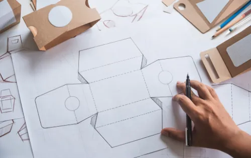 bocetos packaging sobre plano