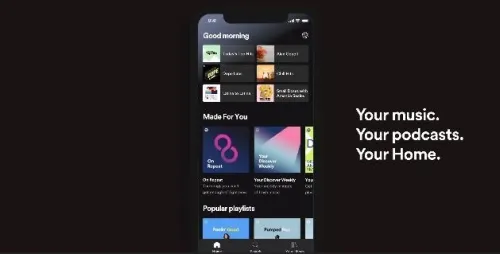 Pantalla de inicio de Spotify
